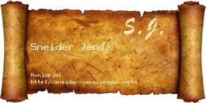 Sneider Jenő névjegykártya